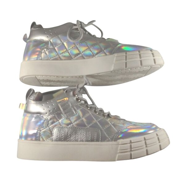 Shoedazzle Holographic Quilted Platform Iridescent High-Top Size 8 Sneakers - Picture 11 of 12